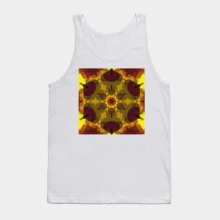 Retro Mandala Flower Yellow and Orange Tank Top